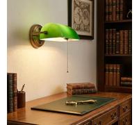 Barcellona - Applique da parete vintage stile bancario Dourado Bronze com Abajur in vetro verde E27 Regola Retro Industriale Moderno Scandinavo per Quarto Sala Hotel Casa de Banho Corridoio