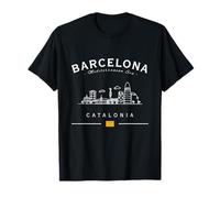 Barcellona Catalogna Bandiera Skyline Sagrada Familia Souvenir Maglietta