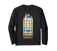 Barcellona, Disegno a Mano Gaudì Casa Batlló, Spagna Maglia a Manica