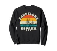 Barcellona Espana Luoghi di Interesse Retro Tramonto Felpa