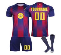 Barcellona Maglie da Calcio Bambino 2024/2025 Personalizzabile con Nome e Numero Completo da Calcio per Ragazzi/Uomini Maglia Calcio Casa/Trasferta con Pantaloncini Calze