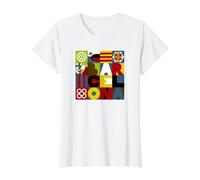 Barcellona Maglietta con Stampa Grafica Economica, Donna, Bianco, L