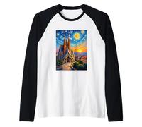 Barcellona Sagrada Familia Pop Art Stellato Maglia con Maniche Raglan