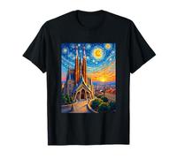Barcellona Sagrada Familia Pop Art Stellato Maglietta