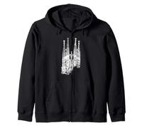 Barcellona Sagrada Familia Vintage Spagna I Love Barcelona Felpa con Cappuccio