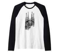 Barcellona Sagrada Familia Vintage Spagna I Love Barcelona Maglia con Maniche Raglan