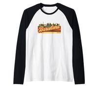 Barcellona Skyline & Catalogna Retro Stripes Catalunya Pride Maglia con Maniche Raglan
