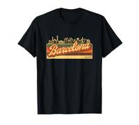Barcellona Skyline & Catalogna Retro Stripes Catalunya Pride Maglietta