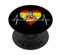 Barcellona Skyline Heartbeat Spagna Bandiera Sagrada Familia PopSockets PopGrip Adesivo