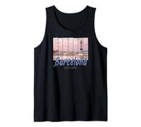 Barcellona Souvenir Vintage della Catalogna Skyline Spagna Canotta