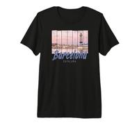 Barcellona Souvenir Vintage della Catalogna Skyline Spagna Maglietta Premium