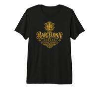Barcellona Spagna Città dei Conti Ornato Stampa Oro Maglietta Premium