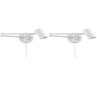 BarcellonaLED Applique da parete con braccio snodato orientabile bianco e cavo con spina e interruttore lampada da lettura attacco E27 per salone camera da letto tavolo da notte testiera