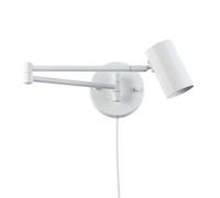 BarcellonaLED Applique da parete con braccio snodato orientabile bianco e cavo con spina e interruttore lampada da lettura attacco E27 per salone camera da letto tavolo da notte testiera