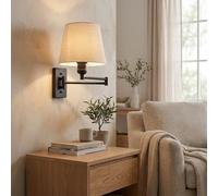 Barcelona - Applique da parete a LED per interni Reno con braccio articolato E27 - Lampada da parete regolabile in stile nordico vintage moderno per quarto