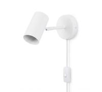 BARCELONA LED Applique BEN E27 Orientabile Con Spina Bianca | Alluminio Resistente, Cavo 1,4m, Interruttore Integrato, Uso Interno, Testa Regolabile, Stile Minimalista