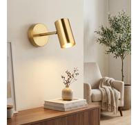 BARCELONA LED Applique da Parete Dorata in Metallo per Interni, Lampada da Comodino Moderna e Industriale, Stile Minimal e Vintage, Orientabile, Ideale per Bagno, Specchio e Soffitto