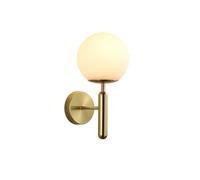 BARCELONA LED Applique da parete "Elsa" con sfera in vetro satinato bianco e supporto in metallo Oro, piccola lampada elegante, stile classico, moderno per interni retrò e contemporanei