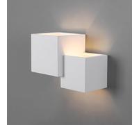 BARCELONA LED Applique da Parete in Gesso Bianco Cube 2xG9 Verniciabile Piccola Lampada da Parete Illuminazione Interna per Soggiorno Camera Hotel Design Cubico 200x150x115mm