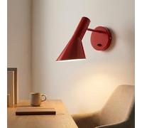 BARCELONA LED Applique da Parete Interno Design Melisa in Alluminio Rosso, Lampada da Muro Vintage Paralume Orientabile, Attacco E27 Ideale Testiera Letto, Camera da Letto Soggiorno