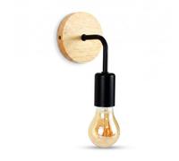 BARCELONA LED Applique Da Parete Morgan E27 Nera Legno E Metallo | Ø100x180 mm, Max. 60W, IP20, Lampadina A Vista, Per Camera Soggiorno Corridoio Lettura E Arredo Vintage
