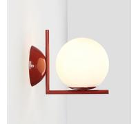 BARCELONA LED - Applique da parete Rossa con sfera in vetro opalino Ø15 cm. Design moderno ed elegante. Attacco E27. Lampada da parete per camera da letto, soggiorno, sala da pranzo.