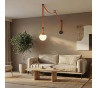 BARCELONA LED Axia 4 Lampada a Sospensione LED Sfera Opal 12W con Cintura Tessile Colore Mattone 5m, Grande Lampada a Sospensione Design Artistico, Minimalismo Industriale e Lusso Leggero2700K