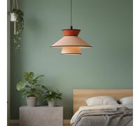 BARCELONA LED Lampada a Sospensione Grande in Tessuto Rosso Arancione Beige Ø50cm E27 Lampadario Moderno Vintage Industriale Rustico Minimalista Lampada Soffitto Salotto Sala da Pranzo