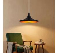 BARCELONA LED Lampada a sospensione grande nera e dorata Kolding in alluminio, stile classico moderno e vintage di lusso, attacco E27, plafoniera per sala da pranzo, soggiorno e cucina