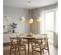 BARCELONA LED Lampada a Sospensione Tripla Bianca "Blus" - Grandi Paralumi in Alluminio, Stile Moderno e Industriale, Minimalista e Retrò, Ideale per Sala da Pranzo, Scale e Soggiorno