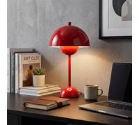 BARCELONA LED Lampada da Tavolo Rosso in Metallo, Design Retrò e Moderno, Classica e Lussuosa, Illuminazione Indiretta Soffusa Elegante, Duratura, Stile Vintage per Soggiorno, Camera o Ufficio