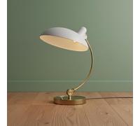 BARCELONA LED Lampada da Tavolo Ulia in Metallo Bianco e Oro Stile Bauhaus Vintage Industriale e Nordico Moderno con Paralume Bianco Orientabile E27 Design Classico