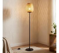 BARCELONA LED Lampada Da Terra NIKKO In Vimini Con Attacco E27 | Struttura metallica nera, altezza 158 cm, base Ø24 cm, paralume Ø19×24 cm, cavo 2,4 m con interruttore, IP20