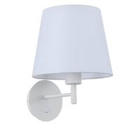 BARCELONA LED RIGA Applique Parete E27 Con Interruttore Argento | Paralume Tessile,Supporto Alluminio Verniciato,Luce Lettura,Testata Letto Camera,Stile Classico Interno
