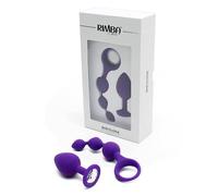 Barcelona Set plug anale con diamante e sonda con perle progressive viola morbido