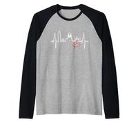 Barcelona Skyline Battito del Cuore Spagna Amo Barcellona Maglia con Maniche Raglan