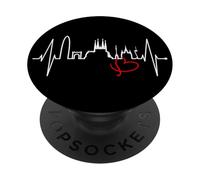 Barcelona Skyline Battito del Cuore Spagna Amo Barcellona PopSockets PopGrip Adesivo