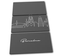 Barcelona Spain Abstract Line Art City TREBLE TELA parete arte foto stampa