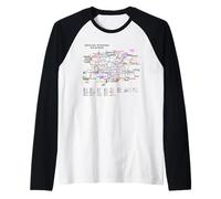 Barcelona Spain Bus Network - Souvenir Route Map Maglia con Maniche Raglan
