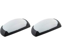 BarcelonaLED Fumagalli LED Applique da Parete a Soffitto Esterno E27 IP66 Emissione di Luce Anteriore Impermeabile per Terrazza Giardino Patio Balcone Nero (Confezione da 2)