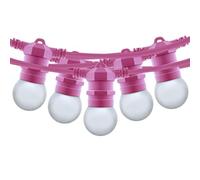 BarcelonaLED Ghirlande Strisce luminose a strisce di colore ROSA per interni ed esterni 10 metri impermeabili IP65 con 10 lampadine E27 LED bianco caldo per feste Giardino per Patio Terrazza Balcone