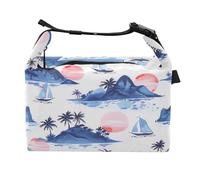 Barche a vela Palme Blue Mountain Ragazzi Borsa Pranzo Portatile Signore Lunch Bag per Campeggio Esterno