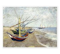 Barche da pesca sulla spiaggia a Saintes-Marie-de-la-Mer Poster di Vincent van Gogh 70 x 50 cm Quadri Decorazione per pareti