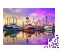 Barche del porto Puzzle 1000 Pezzi Puzzle per Adulti Carta Tramonto Gioco di Puzzle 1000 Pezzi Decorazione Casa 70x50cm/1000pcs