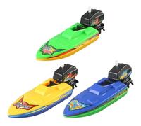Barche giocattolo, Barca giocattolo, Barca a motore galleggiante a carica in plastica da 3 pezzi per vasca da bagno Giochi d'acqua, da bagno carica sicura e divertente per bambini 3+