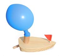 Barchetta di legno a propulsione a palloncino