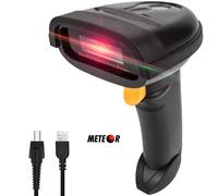 Meteor Lettore di codici a barre MT38 PROFESSIONAL – 1D/2D QR, USB Plug and Play, Nero/Arancione