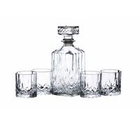 BarCraft Decanter per Whisky 900ml e set da Regalo in Vetro Tagliato 5 Pezzi con
