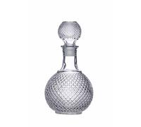 BarCraft Decanter per Whisky e Brandy in Vetro Intagliato, Tappo in Vetro con Rivestimento in Silicone, 12 x 12 x 26.5 cm, Capacità 1 L
