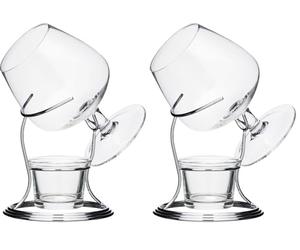 BarCraft Scalda Cognac Set Regalo con Bicchiere e Supporto, Metallo (Confezione da 2)